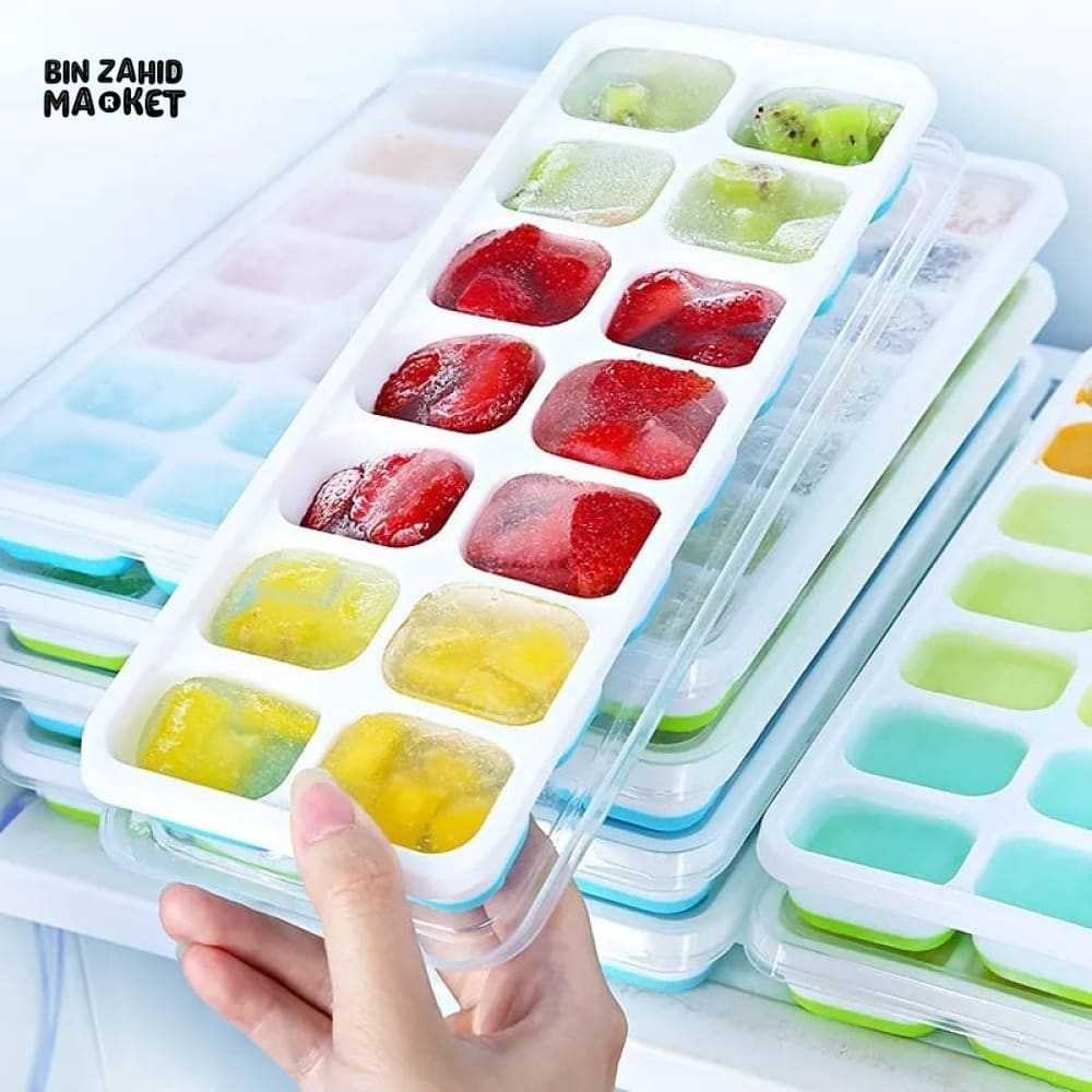 14 Grids Ice Cube Trays Molds Easy-Release Silicone Flexible Ice Cube Maker Square