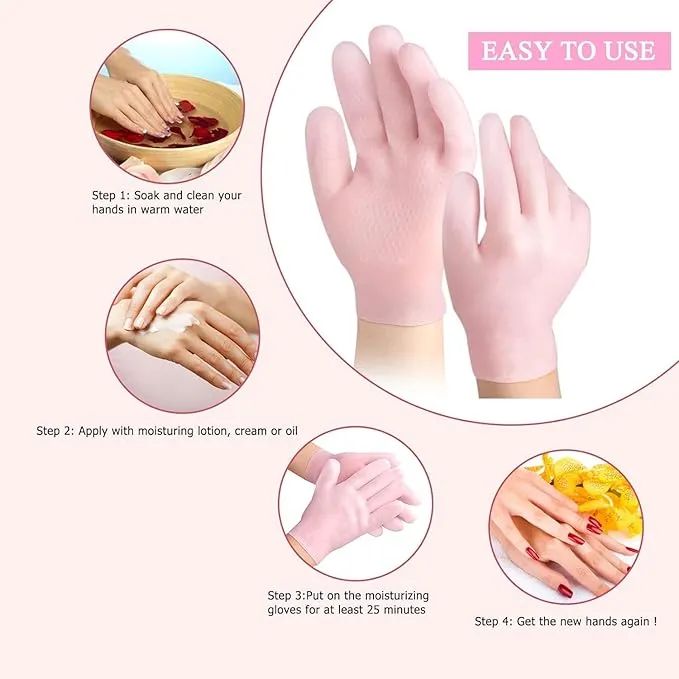 (1 Pair) Gel Gloves Moisturizing Whitening Exfoliating Smooth Beauty Hand Care Silicone Hand Glove Waterproof Cleaning