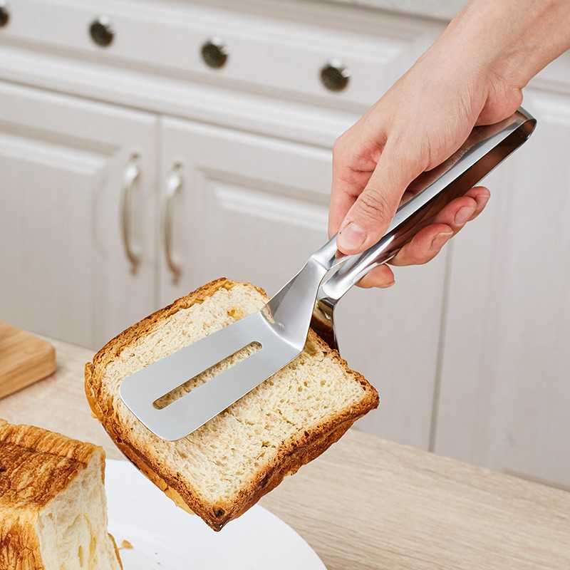 1 Pcs Stainless Steel Steak Clamp, Multi-Functional Food Clip Anti-Scald Bread Clip, Multifunctional Cooking Tong Double Sided Spatula