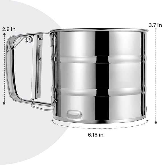 Flour Sifter, Stainless Steel Sifter for Baking, Double Layer Fine Mesh Baking Sifter, One Hand Press Crank Sifter for Powdered Sugar Shaker Duster, Flour Sieve Sifter for Baking Cakes Rondauno