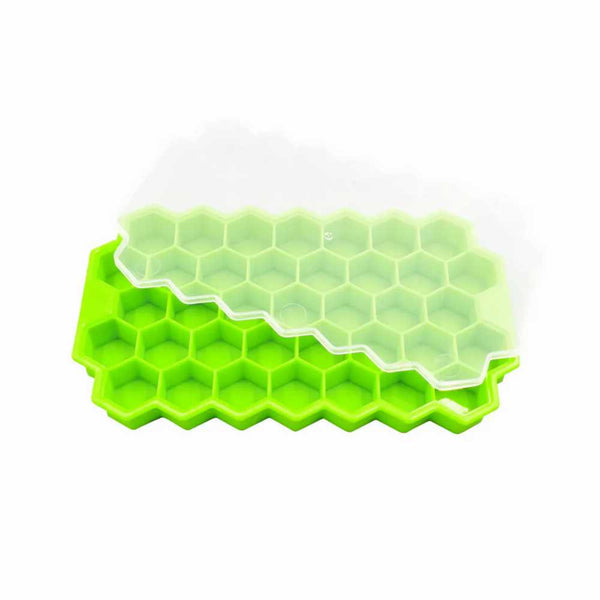Honey Cube Honeycomb Tray 37 Silicone Cubes Ice Cube Making Mold with Lids